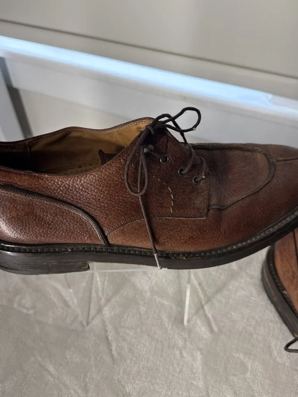 COLE HAAN Sz. 9.5 D Brown Cognac Leather Men's Oxford Shoes Lace Vintage Nice